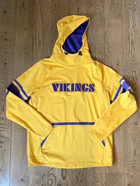 UNRL Minnesota Vikings Crossover Hoodie Drop 5 Gold Purple Funnel Neck Sz L